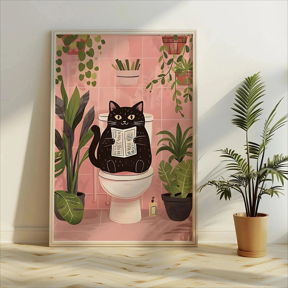 Wash Your Paws Black Cat Bathroom Canvas Wall Art