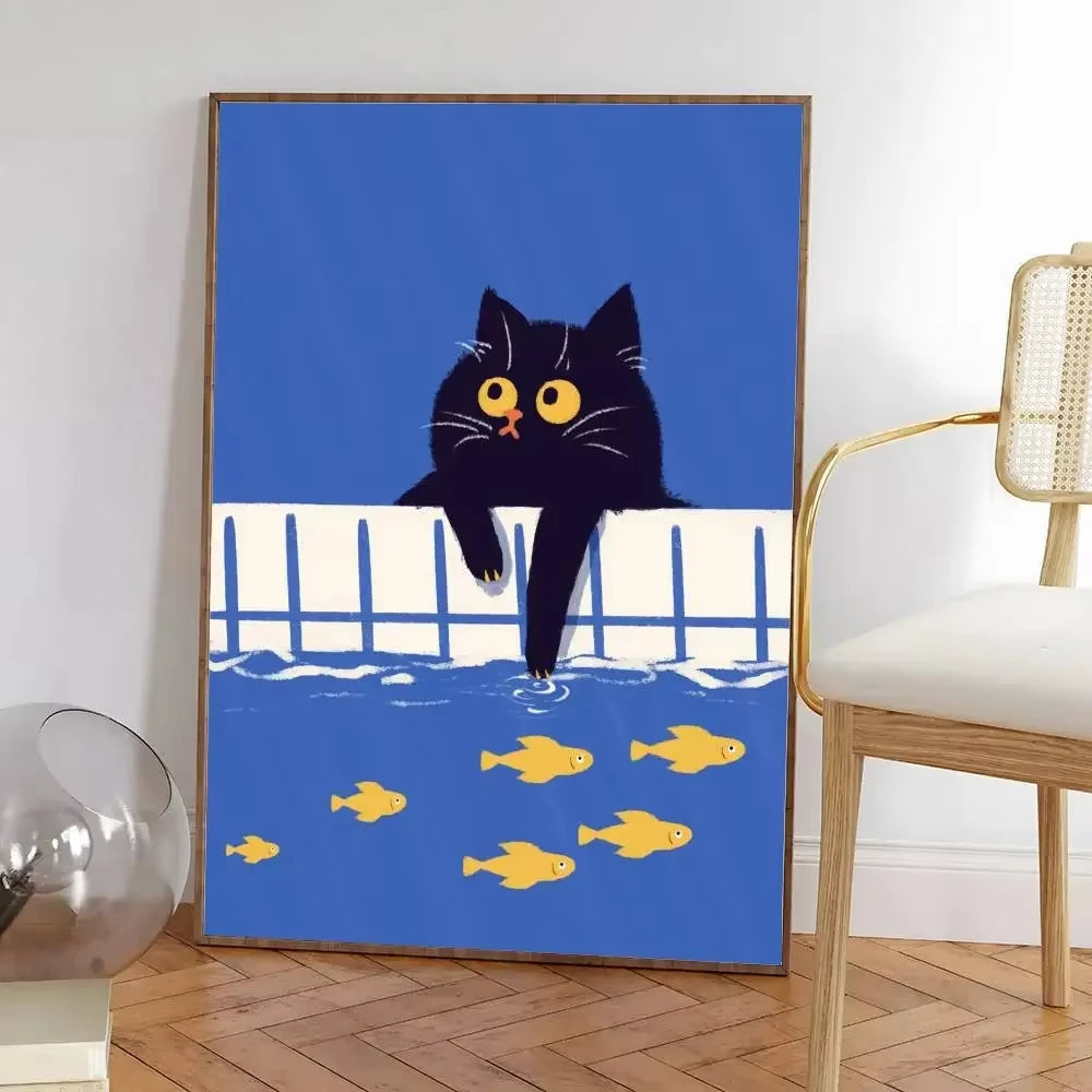 Colorful Cat Interior Canvas Wall Art