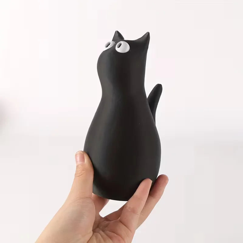 Cute cat shaped plastic vase sleek playful big eyes tabletop
