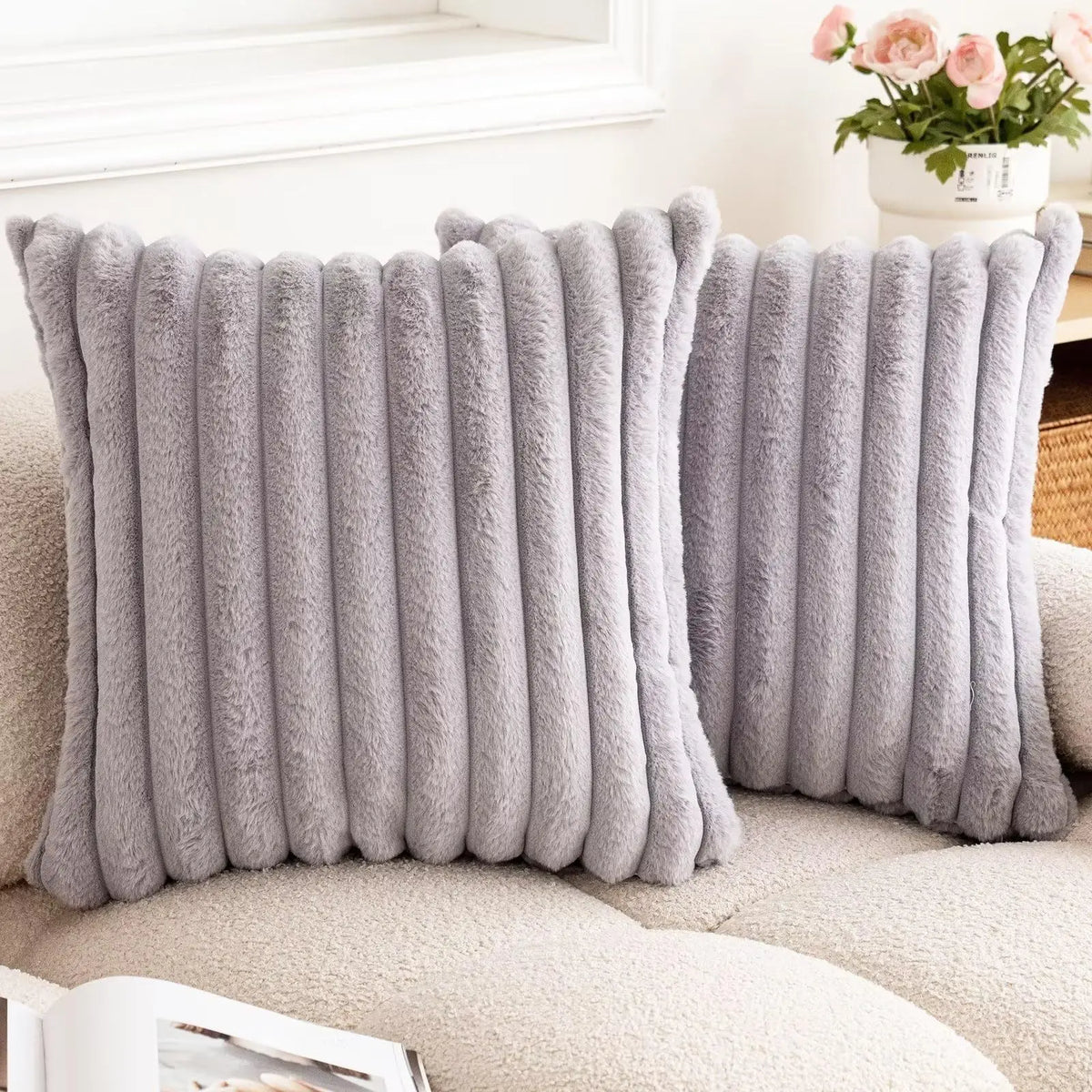 Woven Stripe Throw Pillow Cover — styling detail