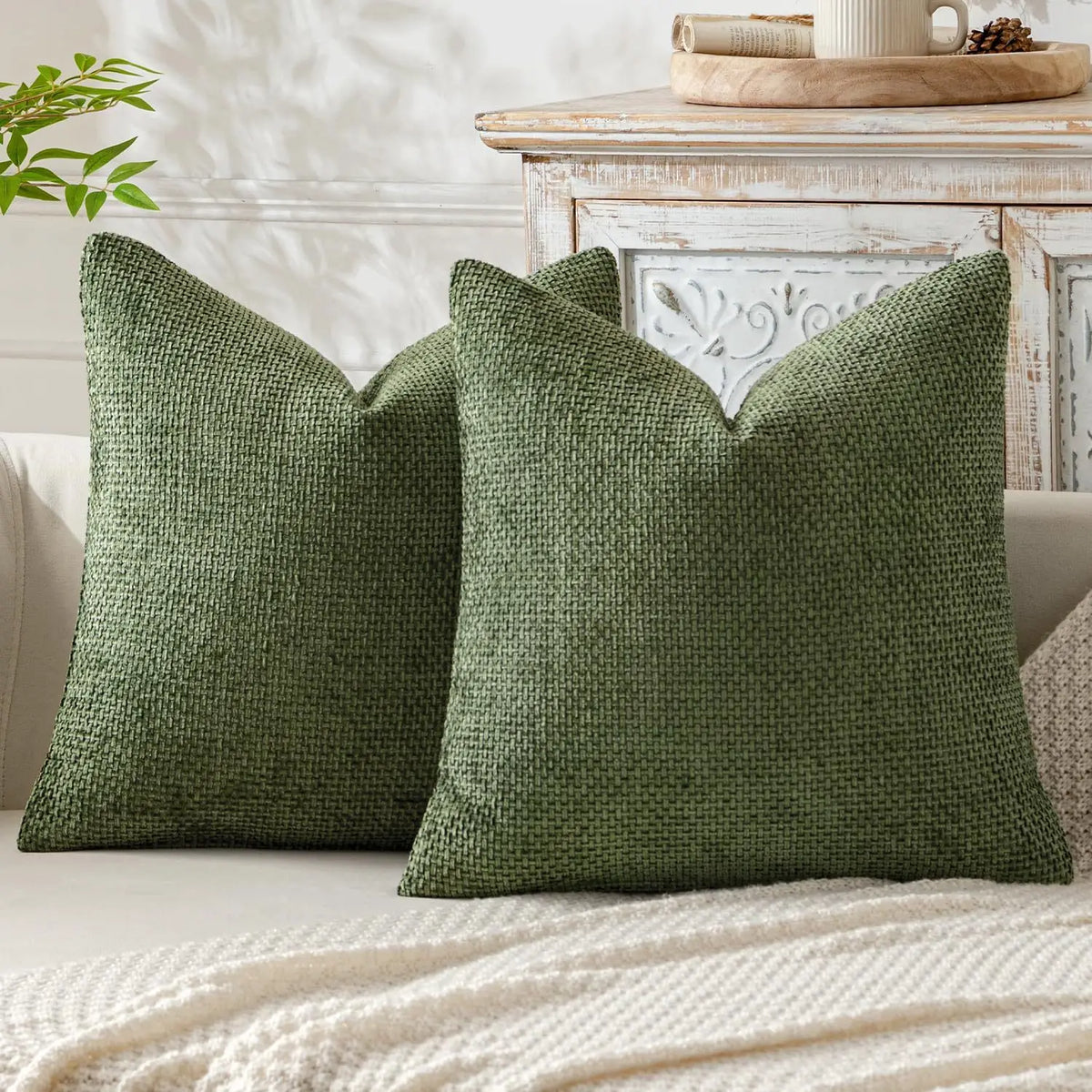 Farmhouse Chenille Throw Pillow Cover