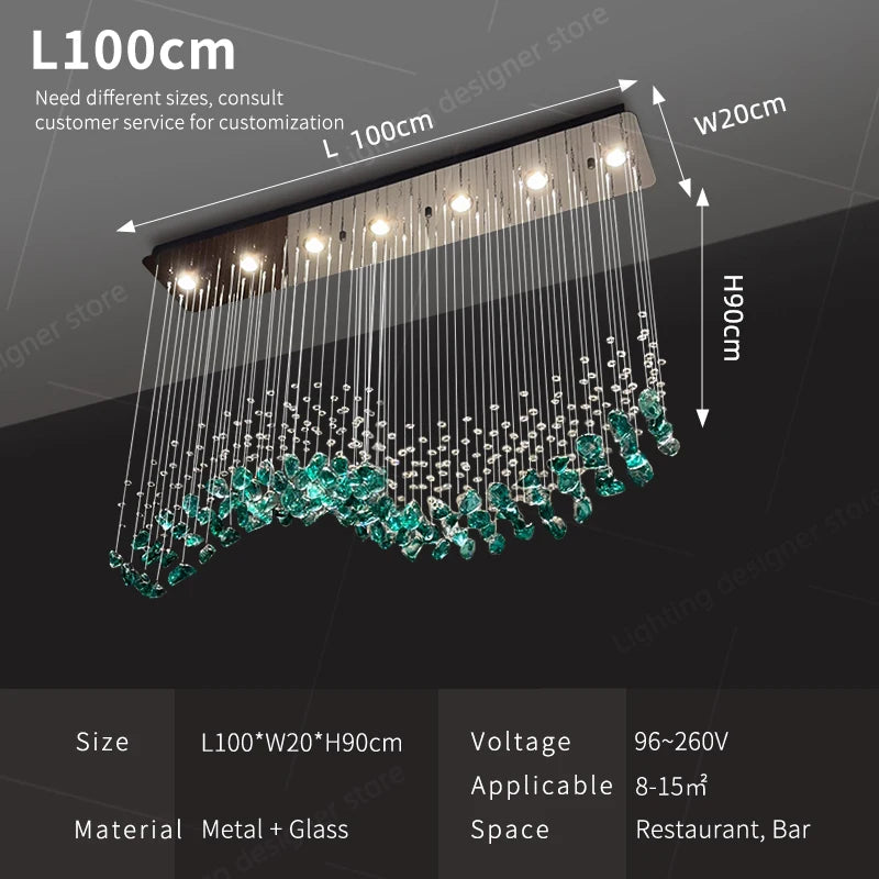Green Stone Glass Chandelier