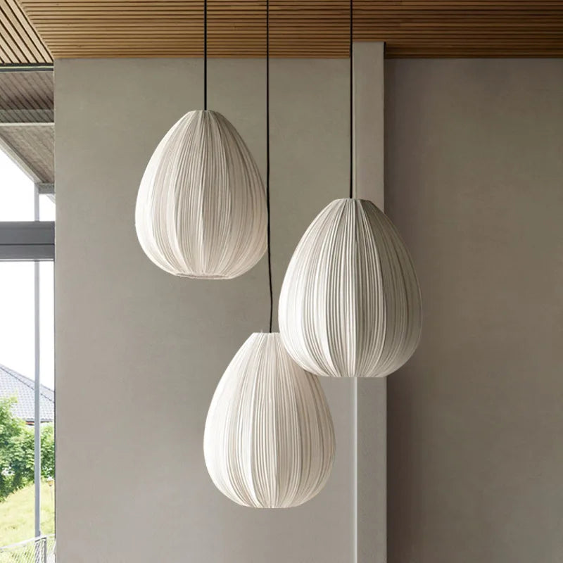 Pleated shade chandelier with E27 LED bulb included