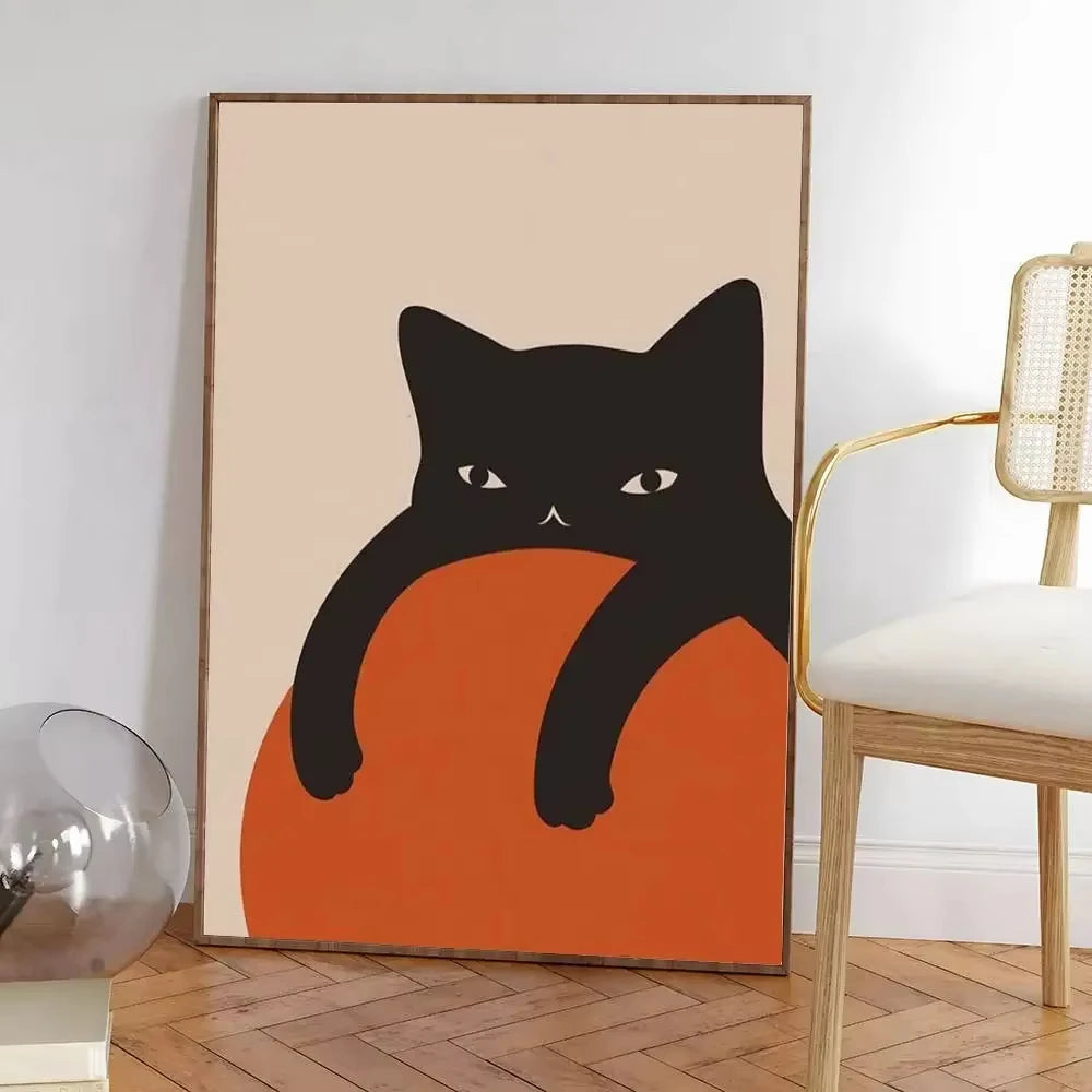 Colorful Cat Interior Canvas Wall Art