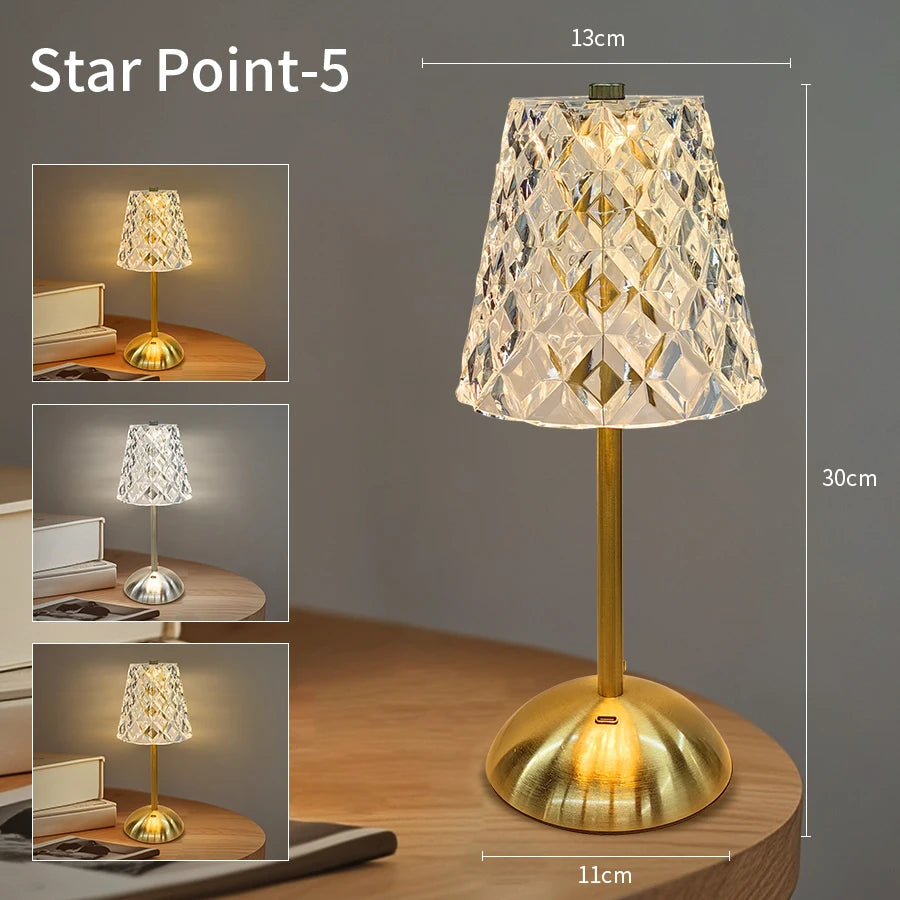 Three dimmable wireless lamp style variants D E Gold displayed together
