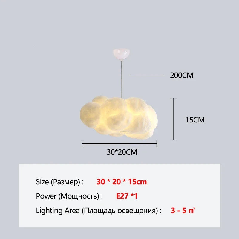White fabric cloud chandelier over a kitchen island, bulbs included