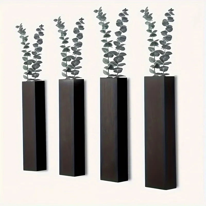 Rustic wood wall vase with lavender sprigs in vintage bathroom setting