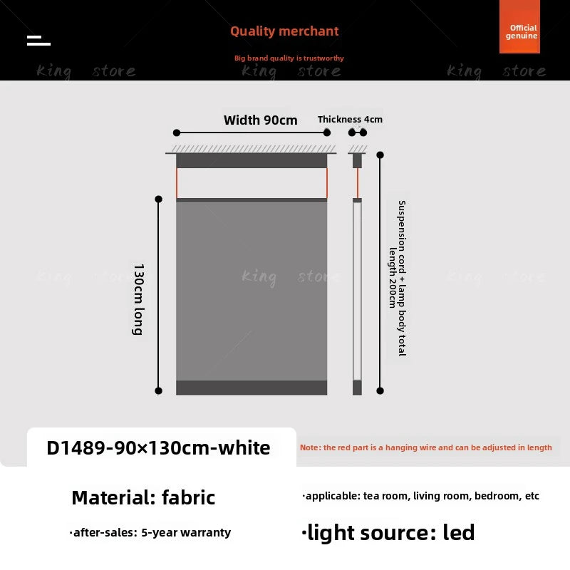 Polished steel frame carrying plain dyed white fabric panels