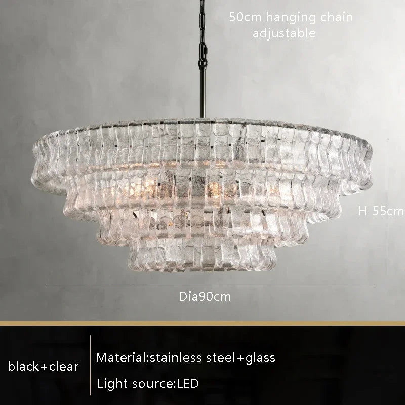Gold and grey glass chandelier at 35.4 in across for a dining table