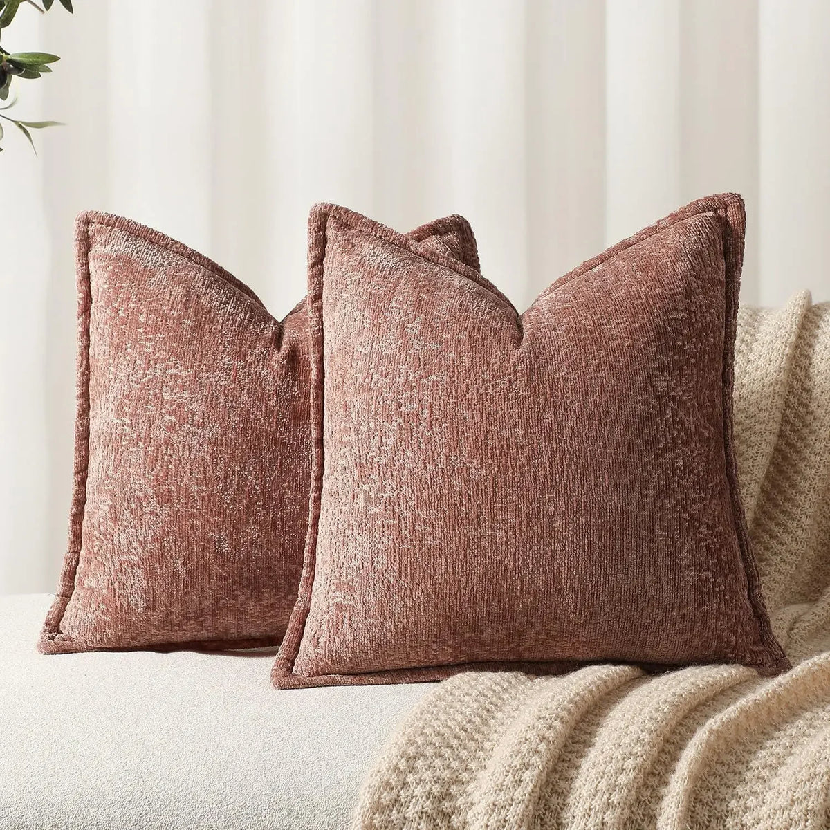 Solid Chenille Throw Pillow Cover — styling detail
