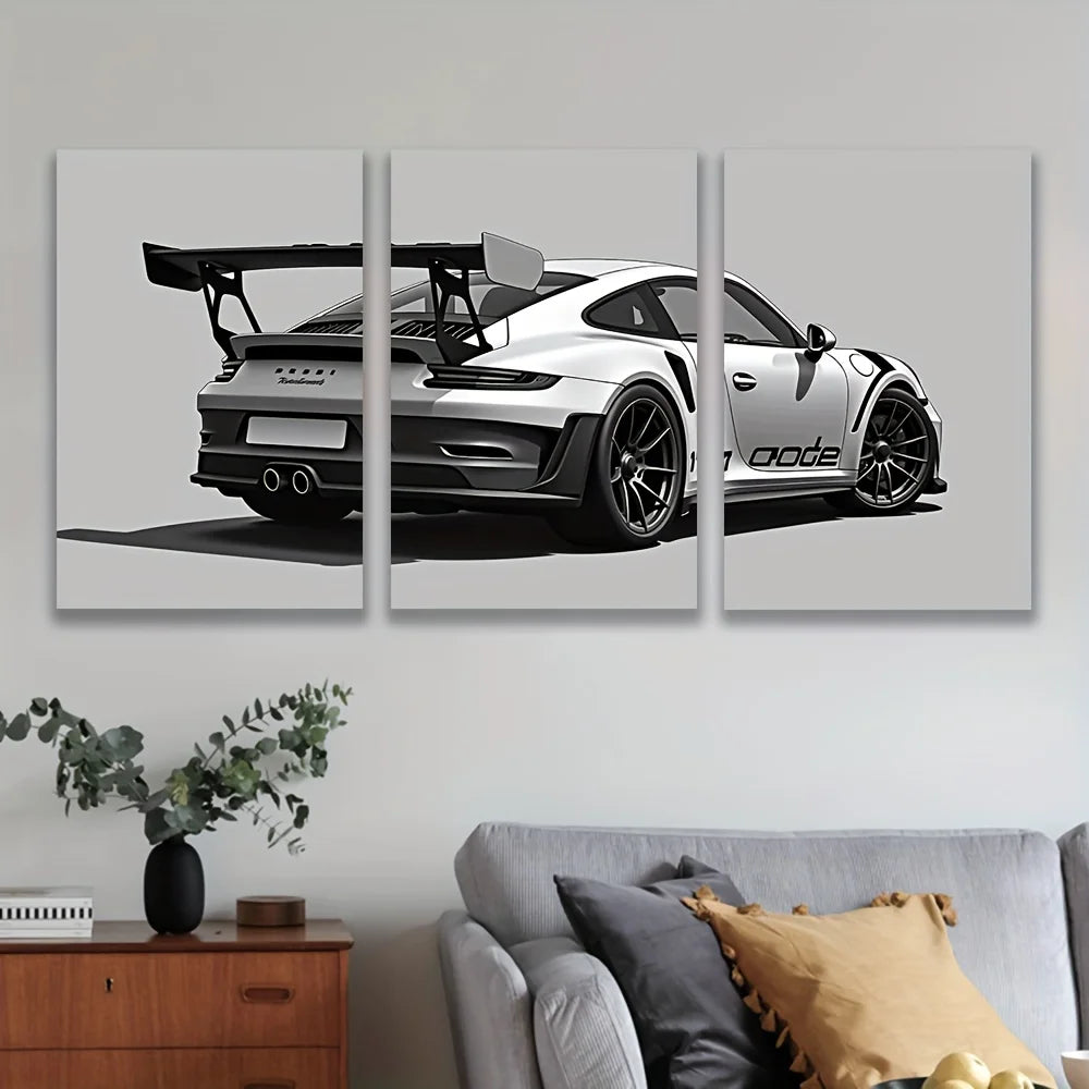 Sports Car GT3 Supercar 3-Piece Framed Canvas Set