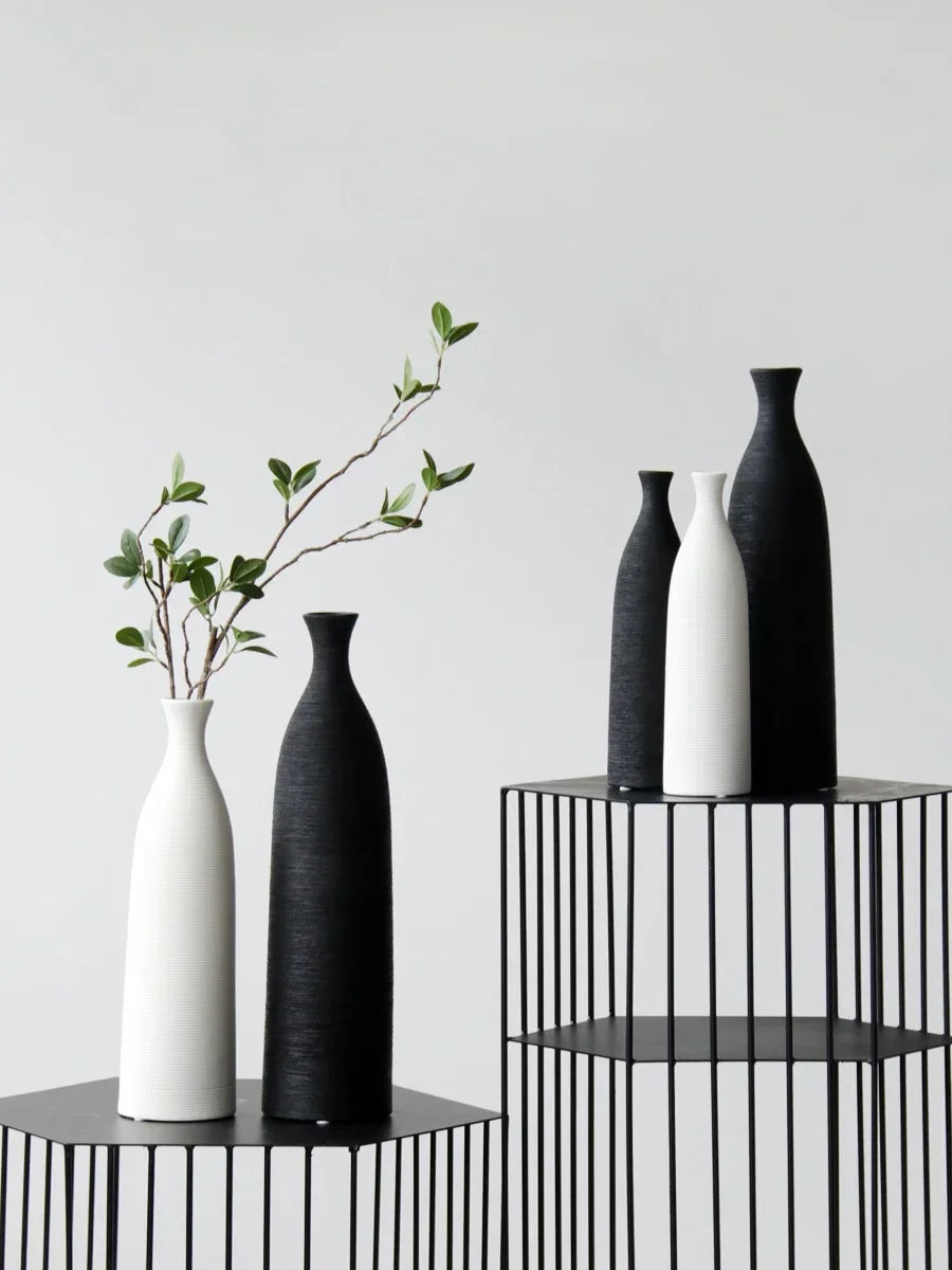 Modern black and white ceramic vase for home office décor