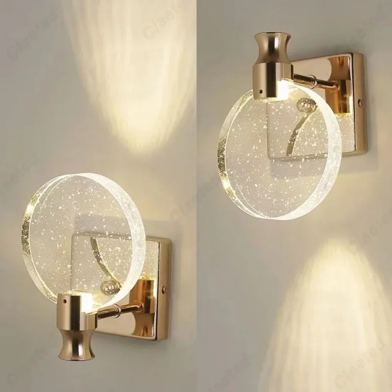 crystal bathroom wall sconce, front view on white background