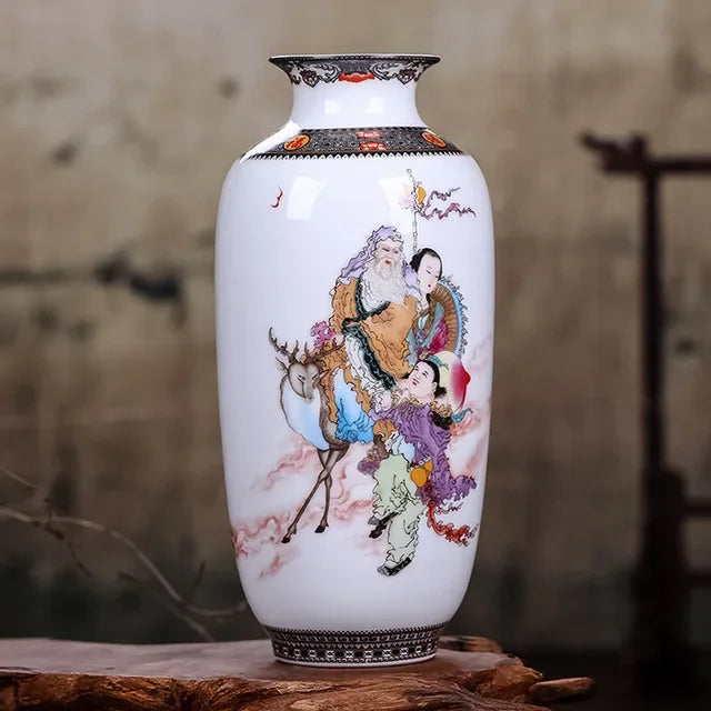 Jingdezhen porcelain vase with fresh white peony flowers in a refined home setting