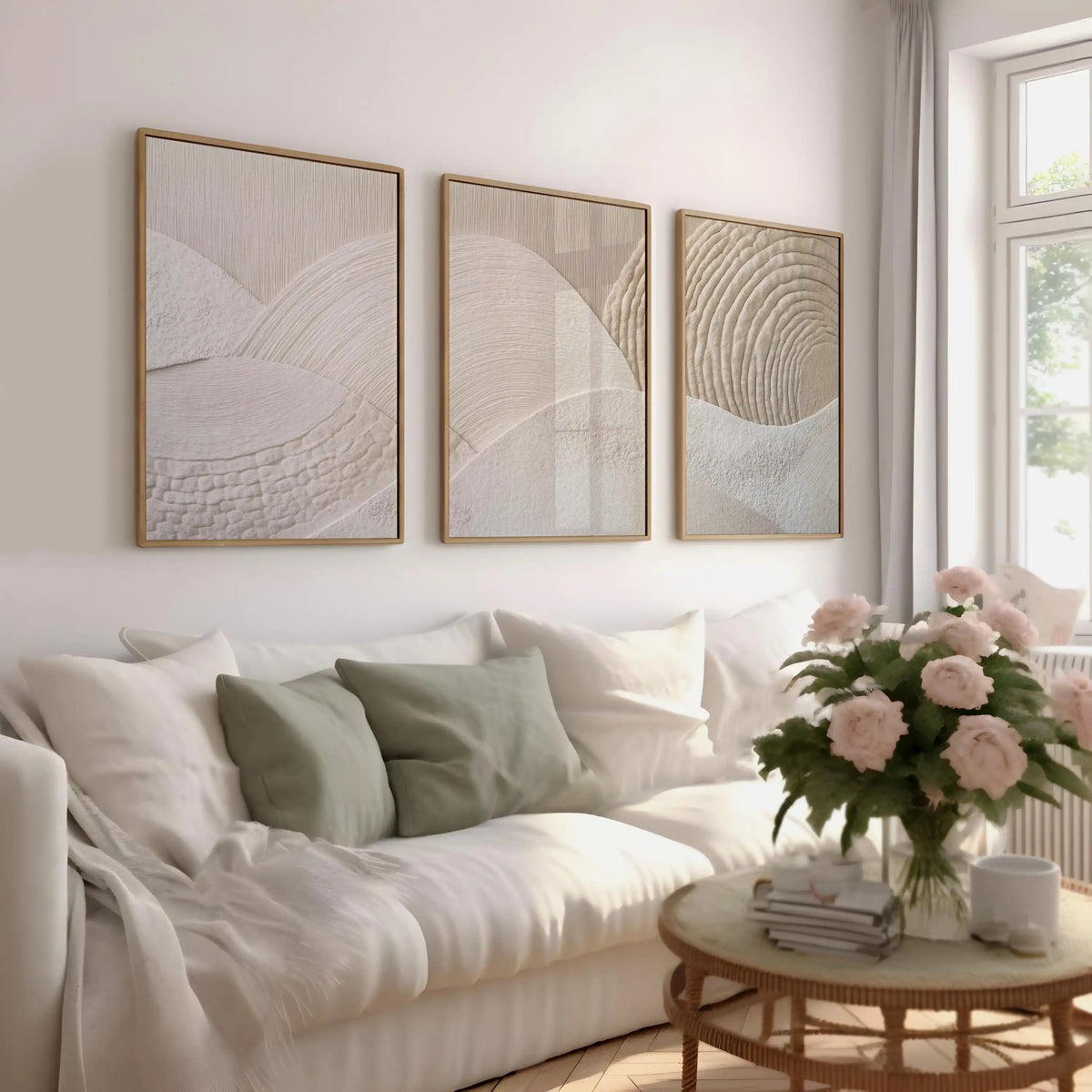 Japandi Nature Abstract Triptych 3-Piece Canvas Set