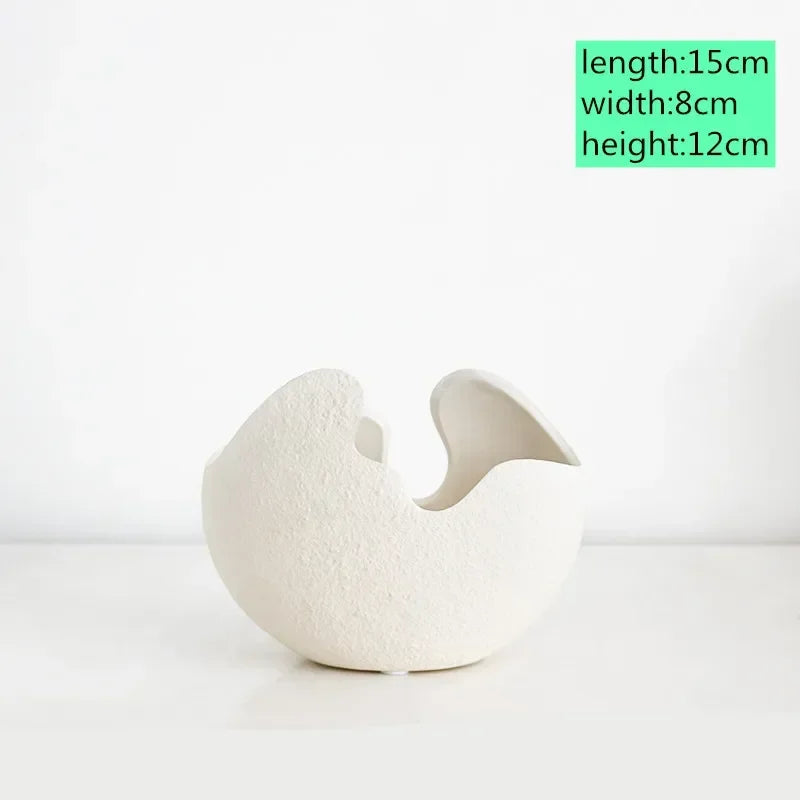 Nordic white ceramic egg shell vase flower pot home décor