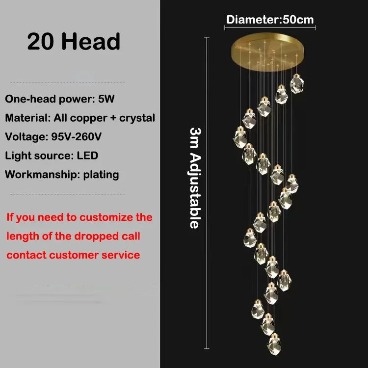 Ten head crystal chandelier on cord pendant suspension, assembly required