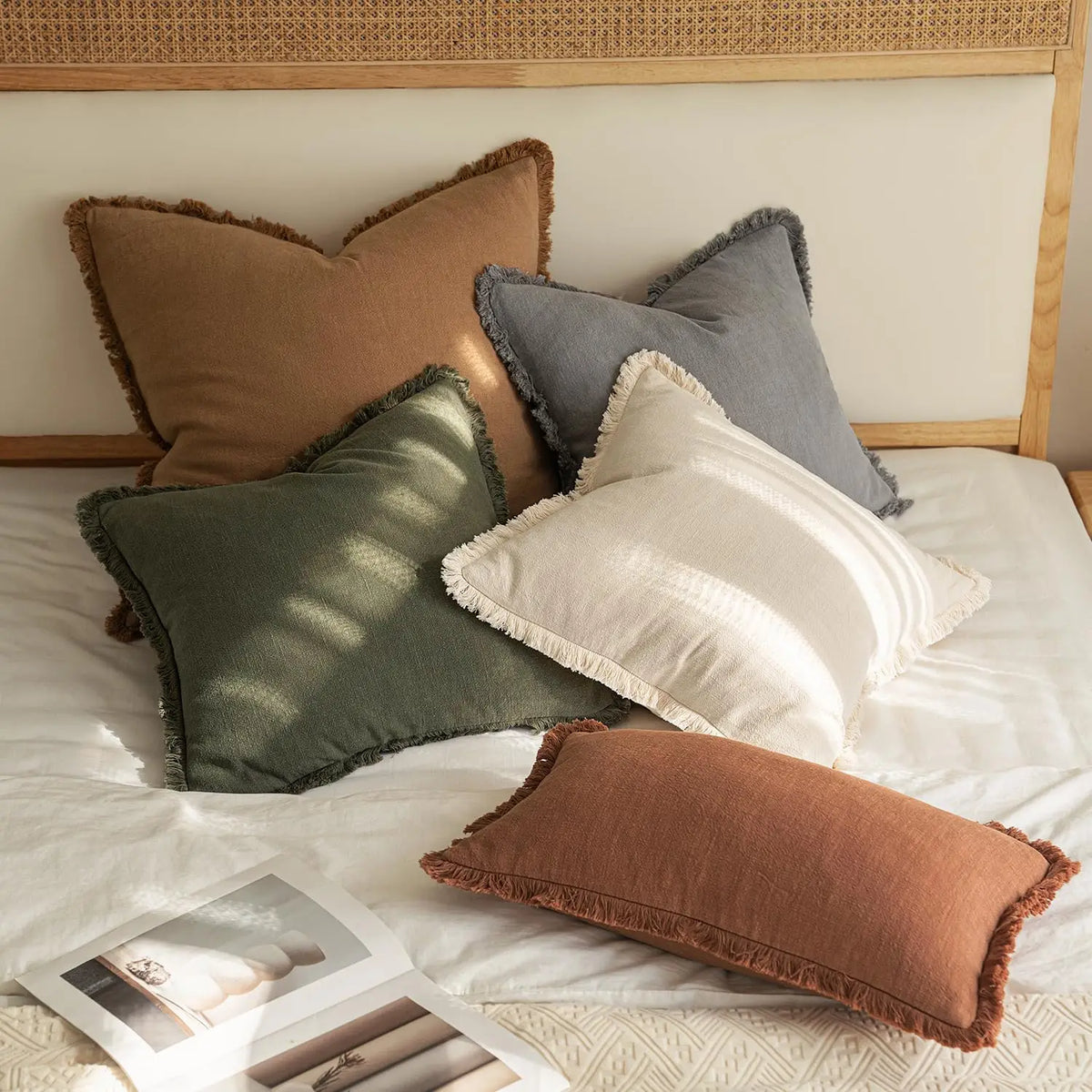 Linen Tassel Lumbar Pillow Cover — alternate view