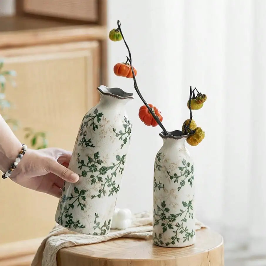 Crackle ceramic flower vase in multiple sizes for table décor