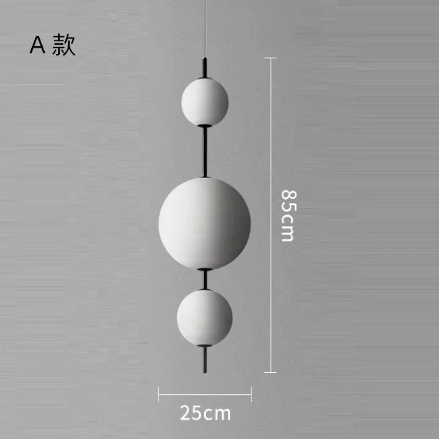 Italian designer glass ball chandelier on a slim painted metal stem