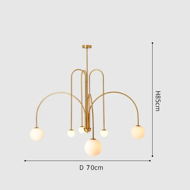 Arched glass chandelier at 35.4 in wide suited to a cafe table