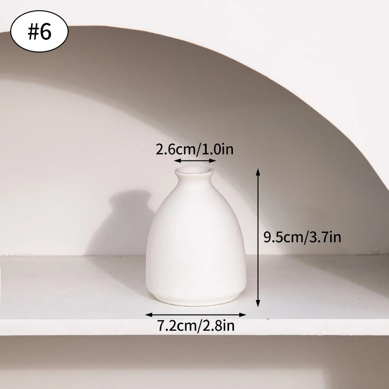 Nordic white ceramic vase group display on console table