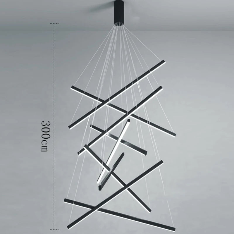 Layered metal pendant chandelier in black for Scandinavian and modern rooms