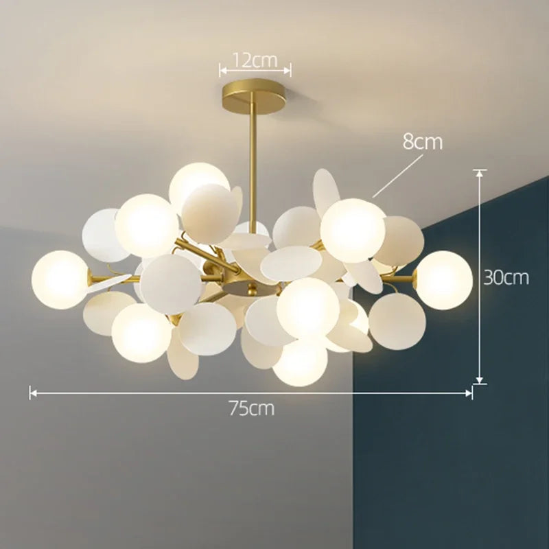 Ten head colourful branch chandelier with glass and acrylic shade mix