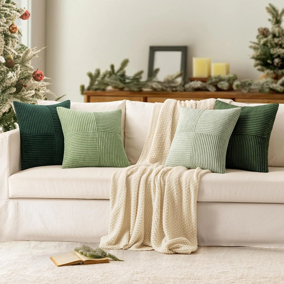 Striped Corduroy Throw Pillow Cover — alternate view
