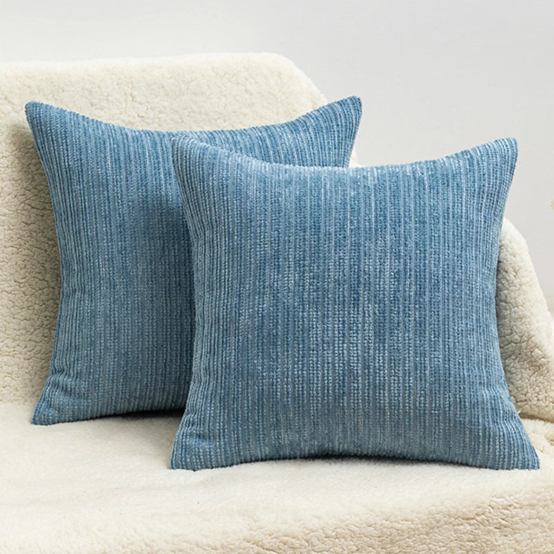 Striped Chenille Throw Pillow Cover — styling detail