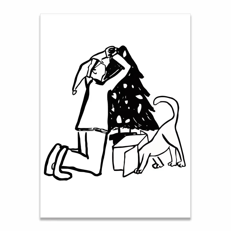 Korean Minimalist Anime Couple Canvas Wall Art