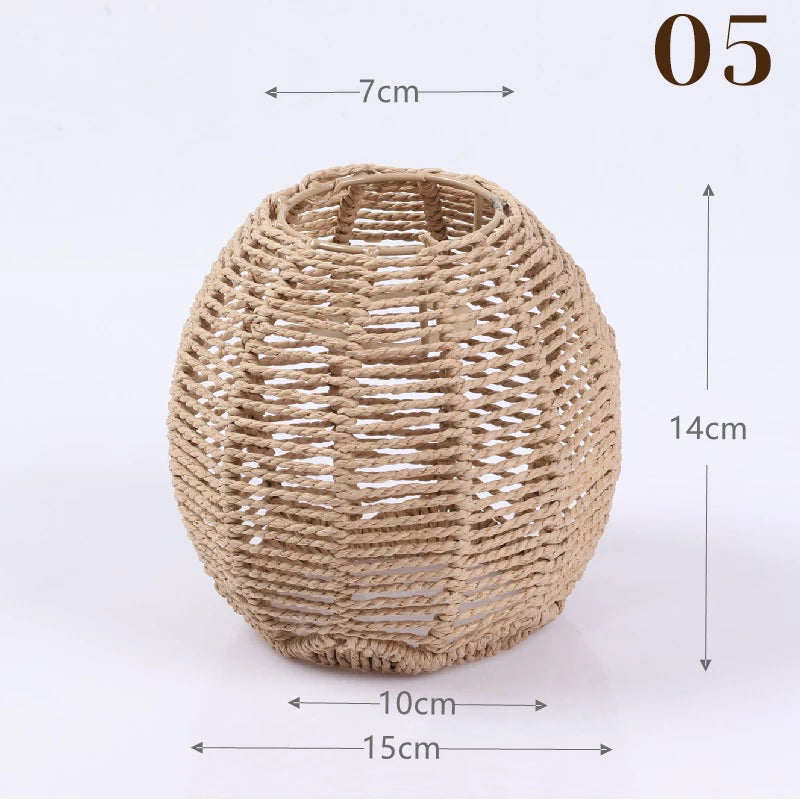 Woven rope chandelier shade fitting over an existing cord pendant
