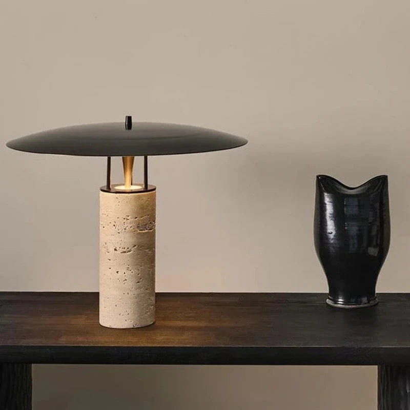 Yellow stone table lamp AU plug on living room side table warm glow