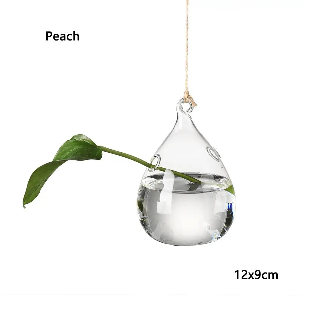 Ice cone glass vase hanging in a cluster with other terrarium glass containers