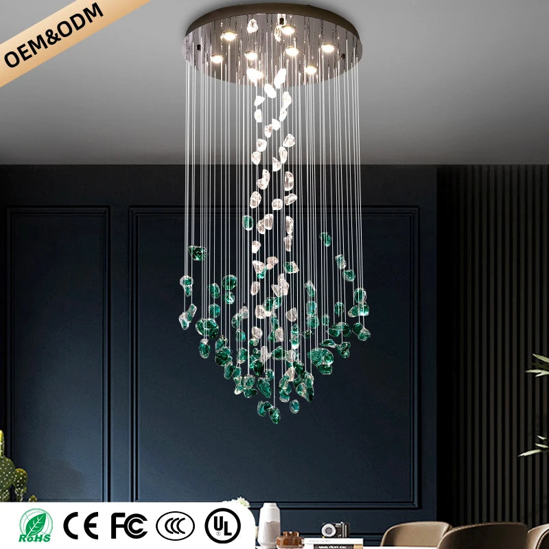 Green Stone Glass Chandelier
