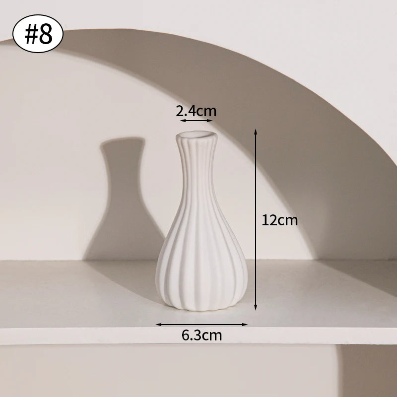 White Nordic Ceramic Flower Vase