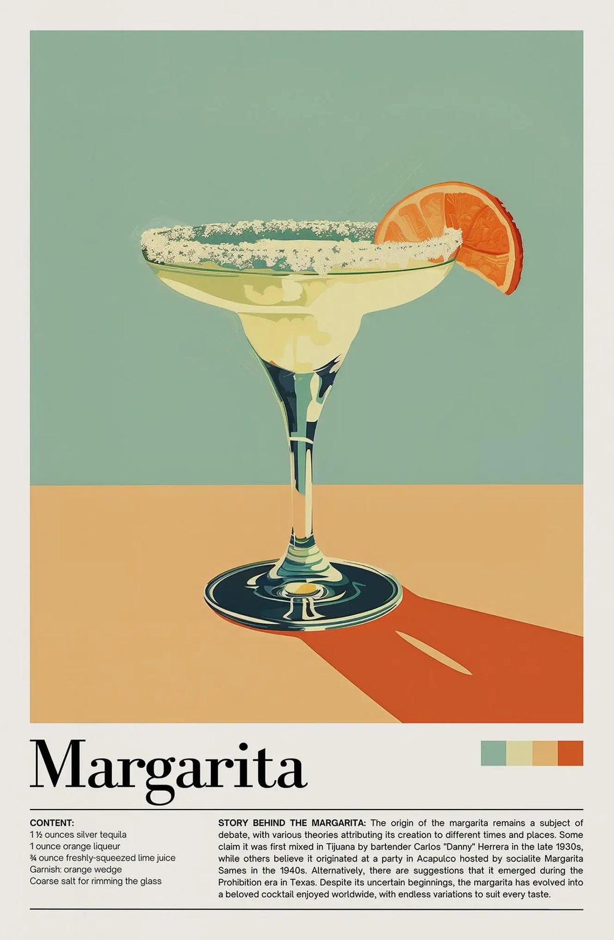 Retro Cafe Cocktail Cappuccino Canvas Wall Art