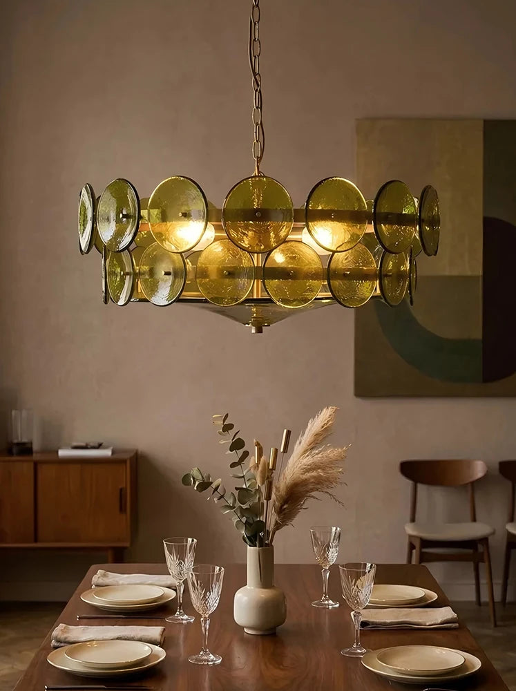 Orange glass French style chandelier with an iron frame and E14 bulbs
