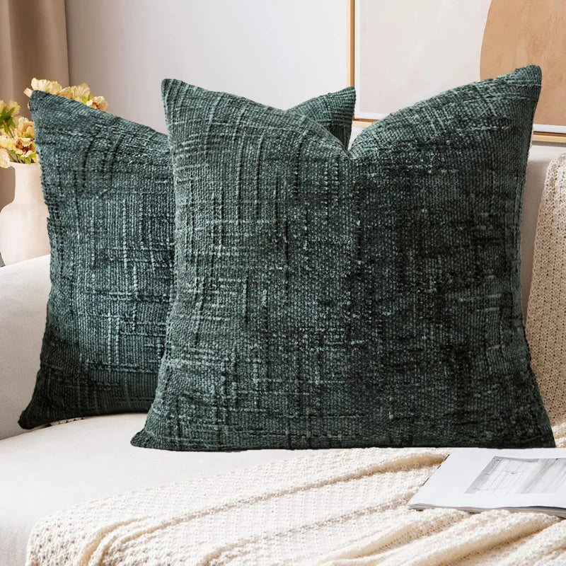 Bamboo Texture Chenille Pillow Cover — styling detail