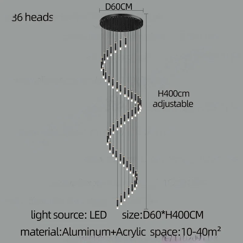 Twelve head Nordic chandelier, 15.7 inches wide with a 118.1 inch drop