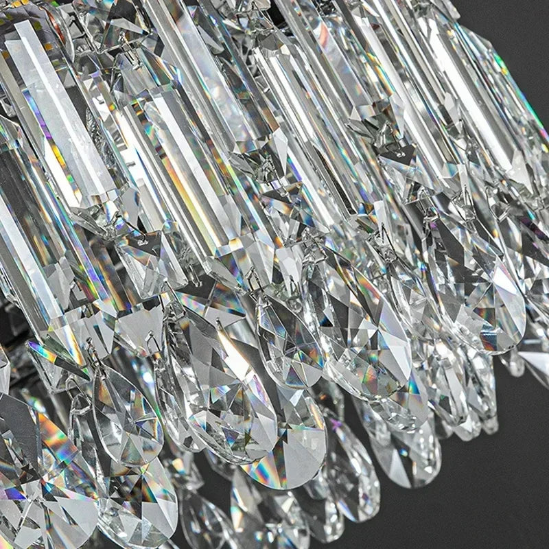 Gold crystal ring chandelier, 19.7 inch circle, with warm white LED light