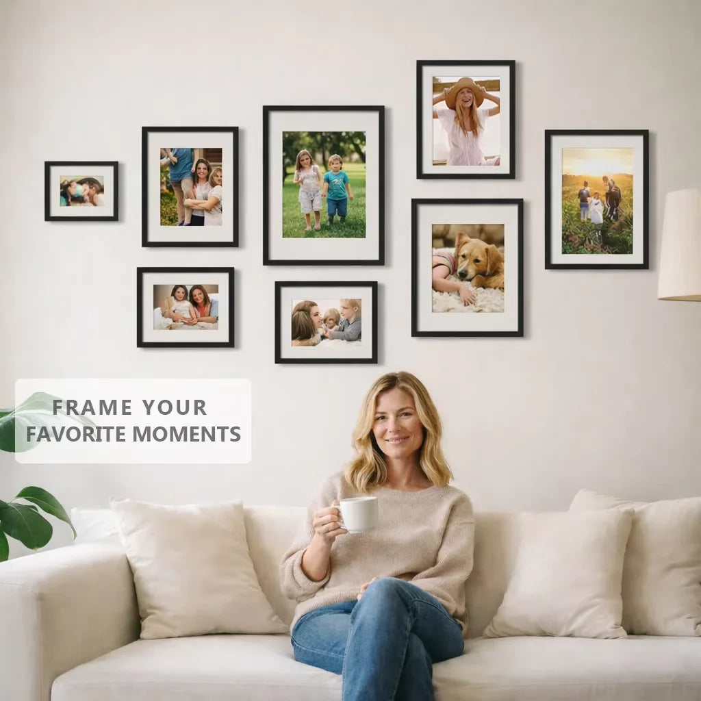 Modern Black Aluminum Gallery Picture Frame Set