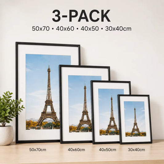Modern Black Aluminum Gallery Picture Frame Set