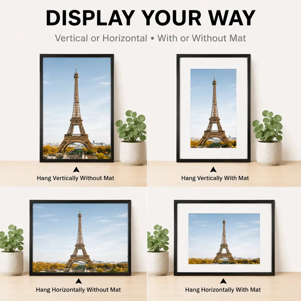 Modern Black Aluminum Gallery Picture Frame Set
