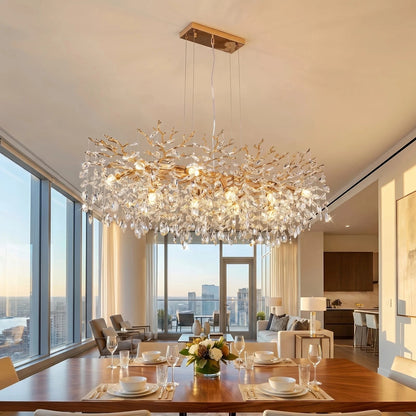 Gold tree crystal chandelier with K9 crystal on spreading aluminum branches