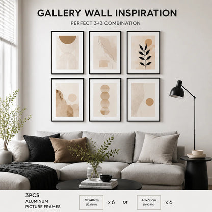 Modern Black Aluminum Gallery Picture Frame Set