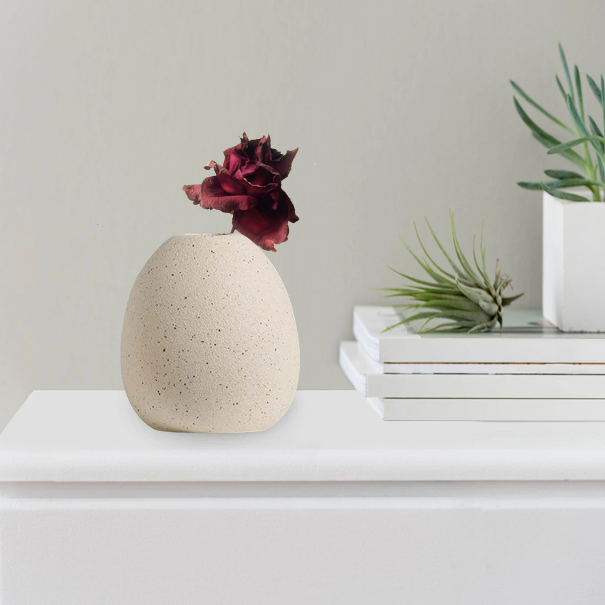 Modern boho ceramic vase for entryway and living room floral décor