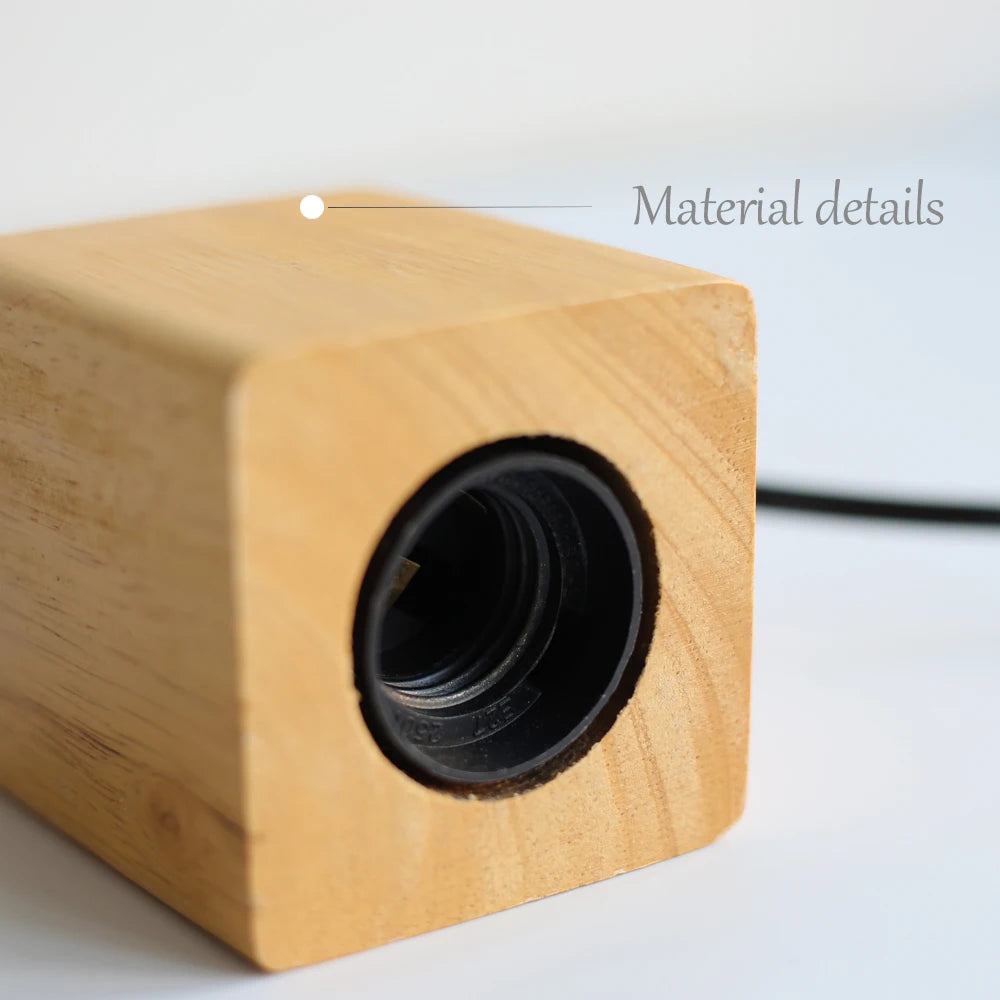 Style A retro wood art table lamp on bedside table warm light