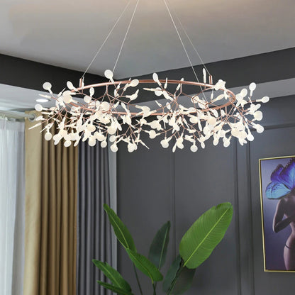 Nordic firefly branch chandelier with acrylic tips on forged metal arms