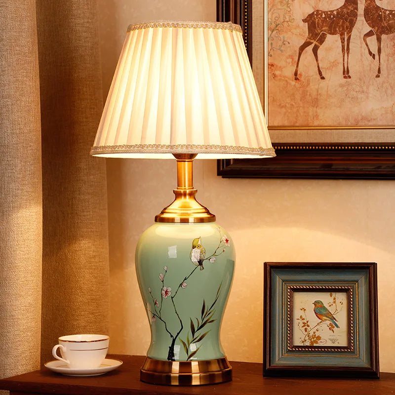 Ceramic lamp pattern 9 hand-painted porcelain bedroom display
